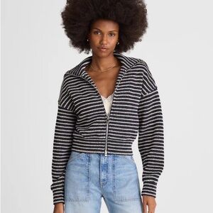 Madewell Black and White Striped Cardigan